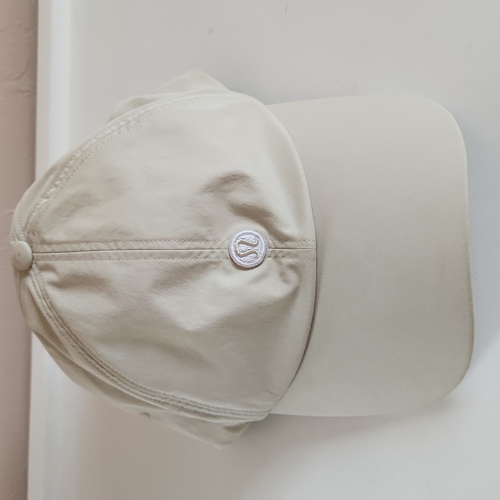 Lululemon Adjustable Baseball Hat Cream Logo Cap Athleisure Running Beige